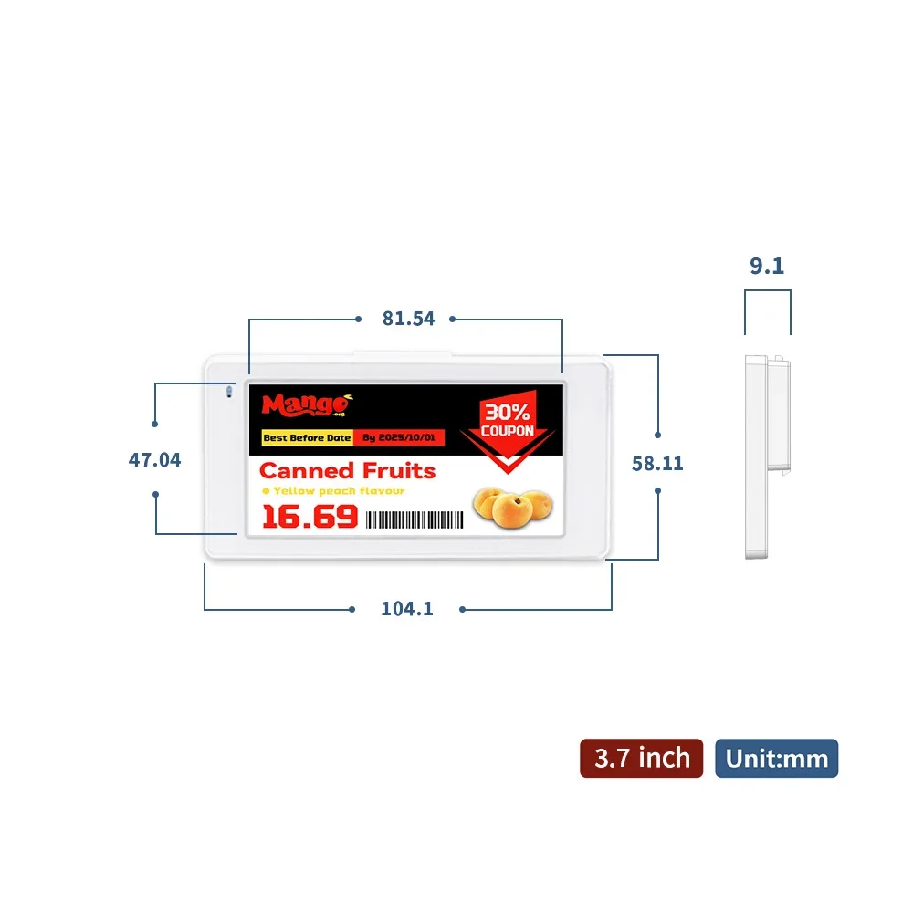 Etichette elettroniche Prezzo 5 pezzi Tag prezzo elettronico Ble da 3,7 pollici per supermercato