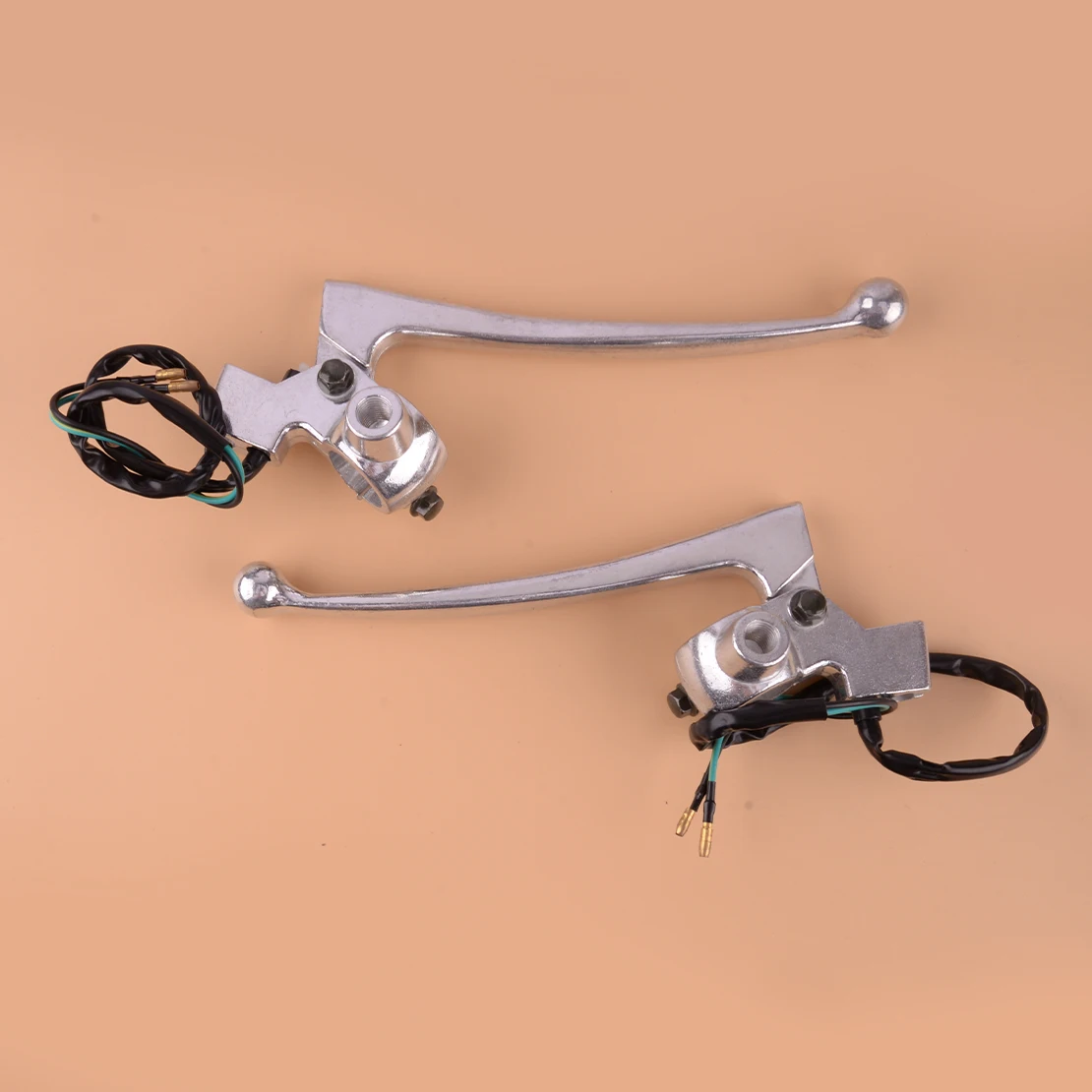 1 Pair Motorcycle Silver Drum Brake & Clutch Lever Perch Set With Switch Cable 7/8