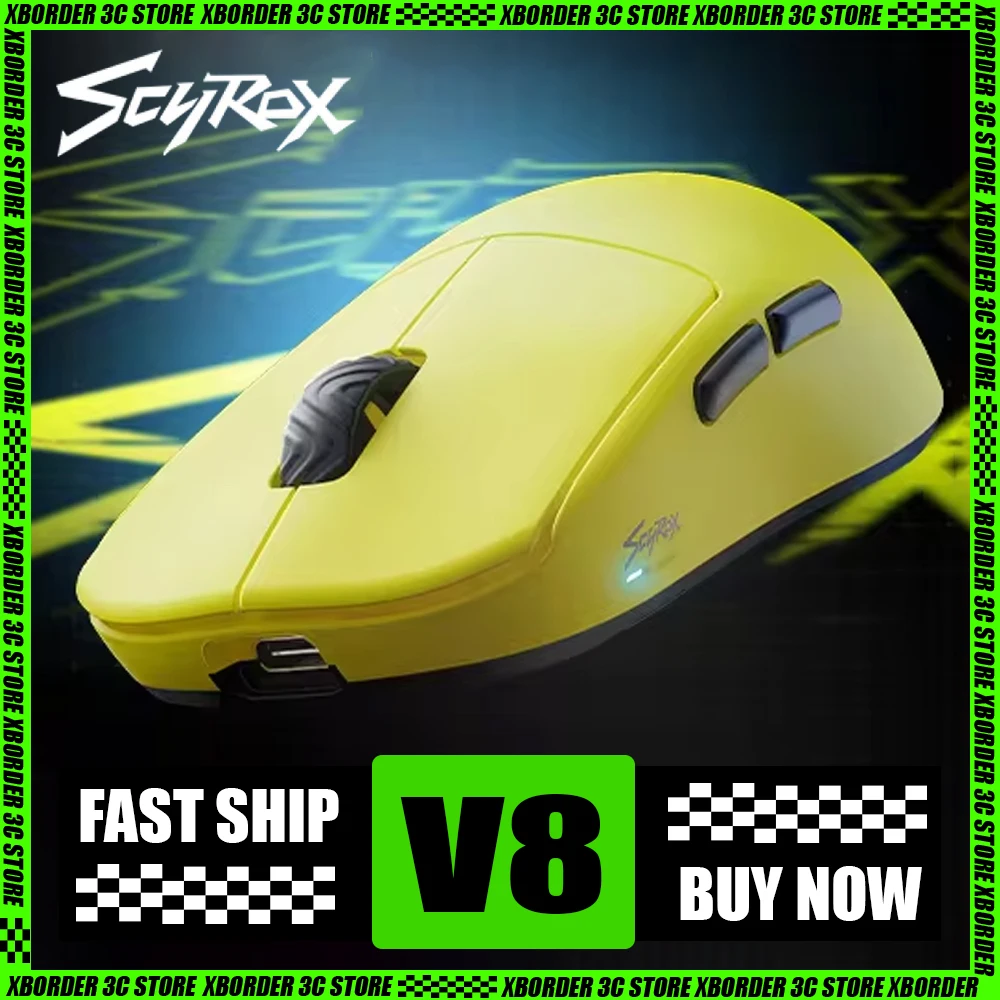 Ready-Stock Scyrox V8 Mouse 8k Return Paw3950 Dual Mode Wireless E-Sports Mouse Ergonomics 36g E-Sports Mice Pc Gamer Accessory