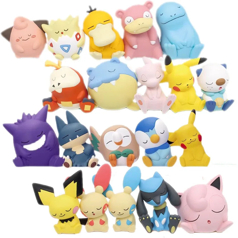 5pcs Pokemon Figures Togepi Clefairy Quagsire Psyduck Shoulder Sleep FIG Rowlet Gonbe Figure Cartoon Collect Doll Model Toys