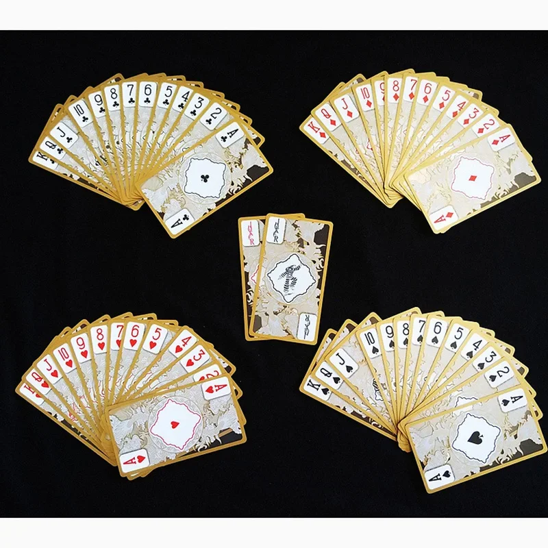 1 Piece RED/BLACK Plastic PVC Poker Waterproof Transparent Golden Dragon Pattern Playing Cards Creative Gift Poker