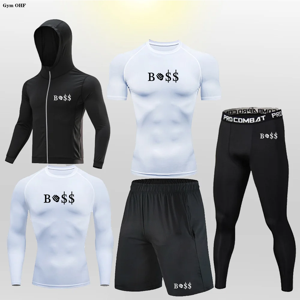 

Men's print Print Sport Sets Men Rashguard Jiu Jitsu T Shirt Pants BJJ Gym Boxing Jerseys KickBoxing Muay Thai Shorts Tights Fit