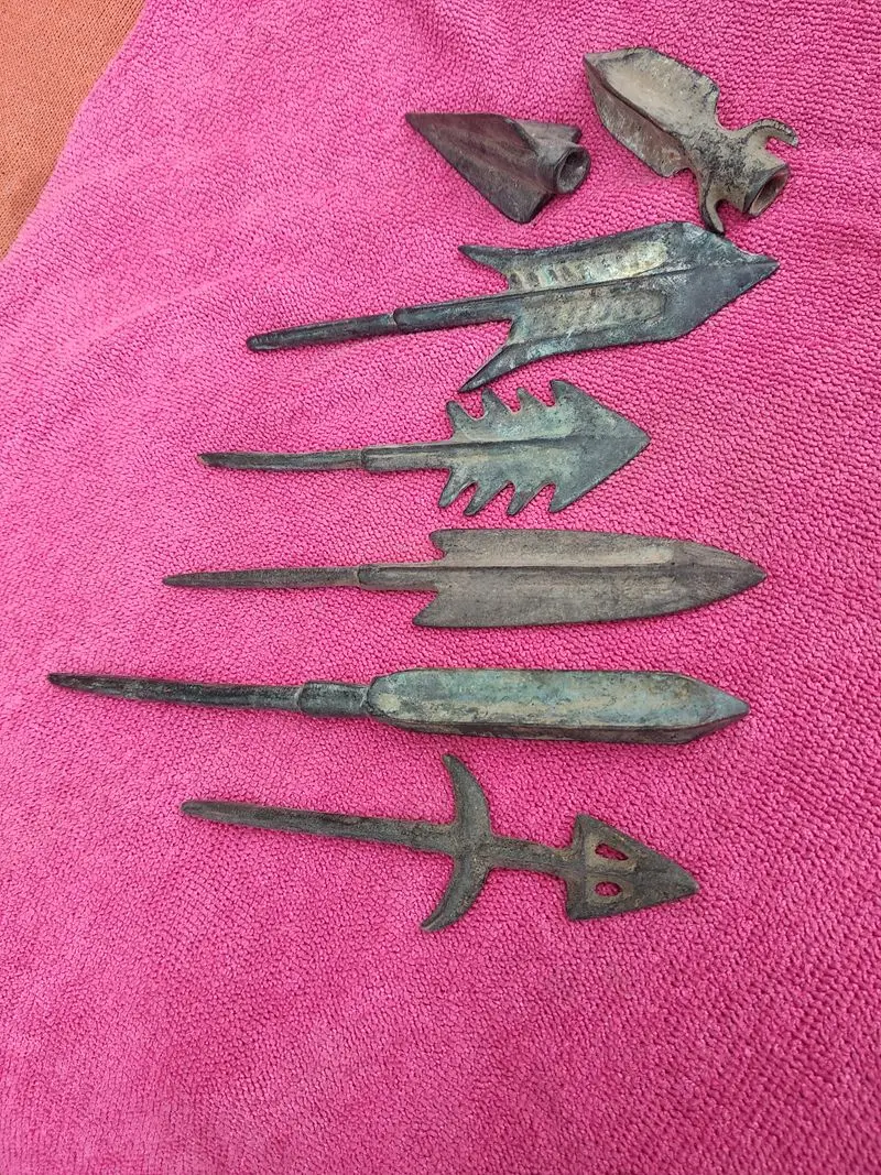 7 Pieces Old Arrow Copper Spear Generals lance Ancient Soldier Equipped Different Style