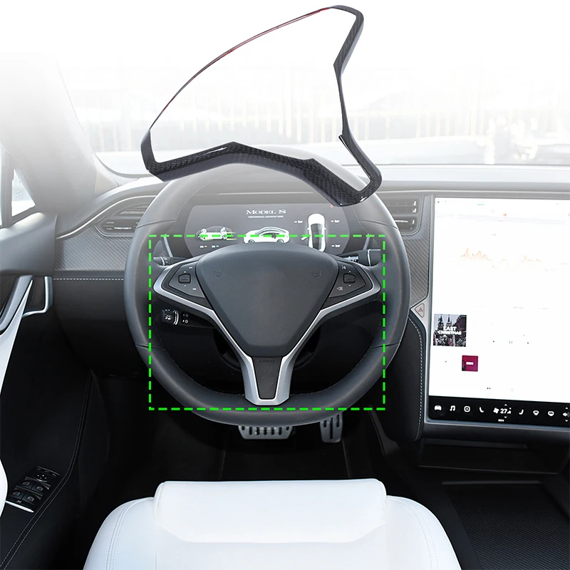 

Carbon Fiber Car Inner Steering Wheel Frame Trim For 2017-2021 Tesla Model S Model X Car Modified Decorative Accessories