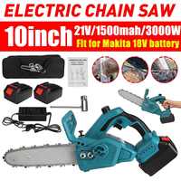 3000W 10 inch Cordless Electric Saw Chainsaw Oil Lubrication Wood Tree Logging Cutter Pruning Garden Tool For Makita 18V Battery