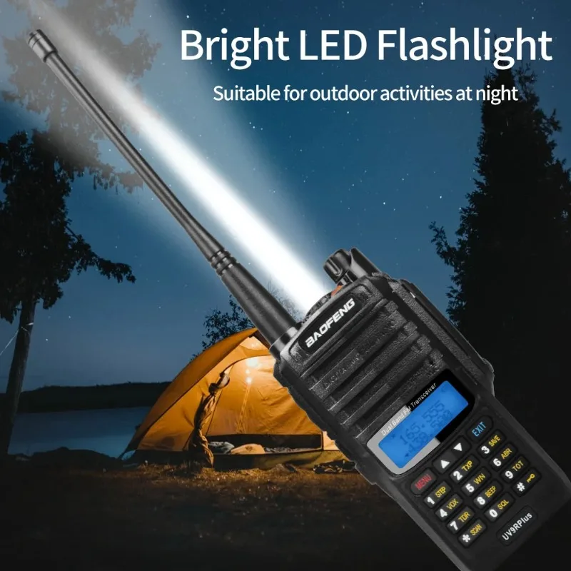 Baofeng UV-9RPlus 136-174MHz 400-520MHz VHF UHF Dual Band IP67 Waterproof 8W 128Ch Flashlight FM Walkie Talkie UV-9R Plus