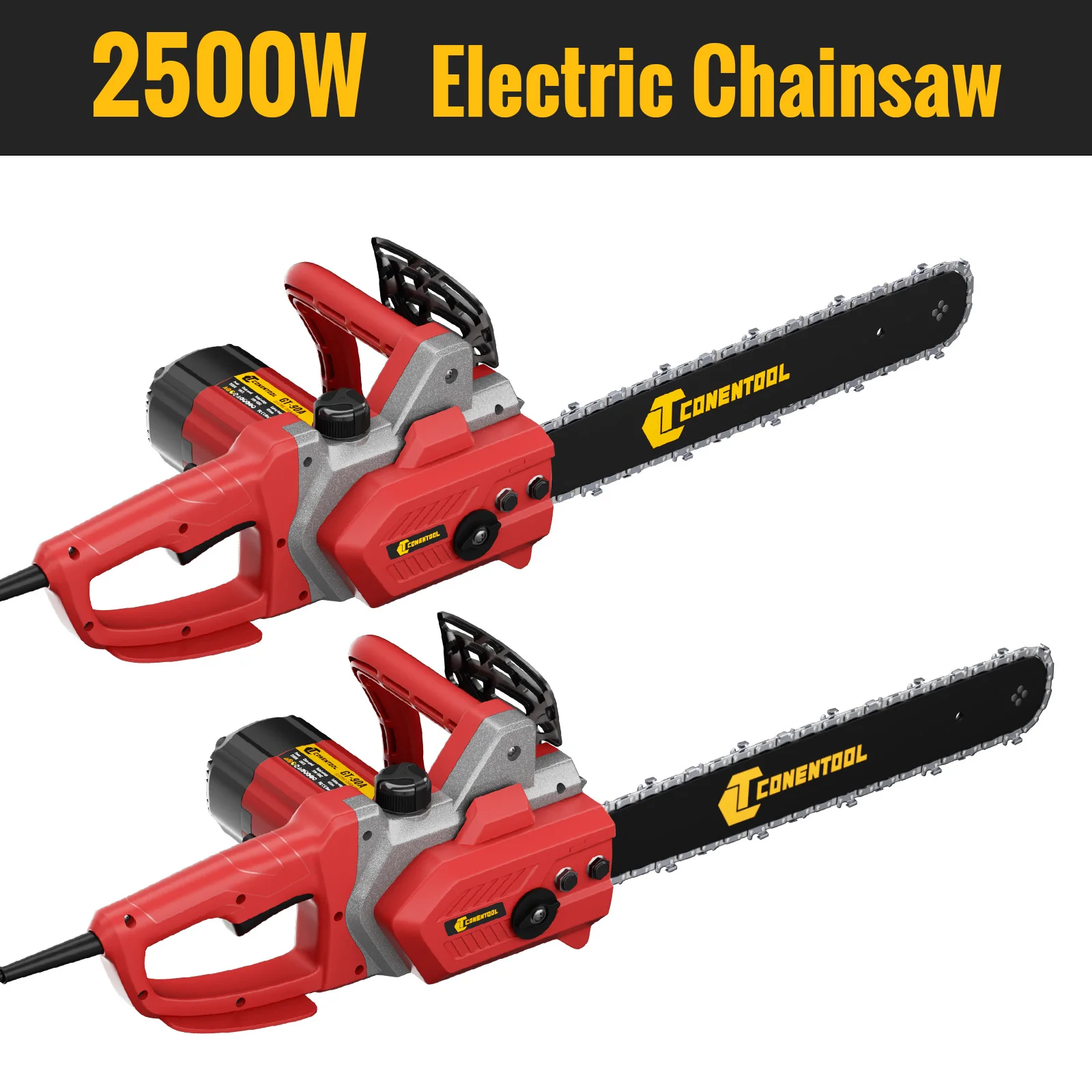 CONENTOOL 16/18in Electric Chainsaw Corded Wood Cutter Machine 2500KW Handheld Chain Saw Adjustable Speed Fast Cutting Tool