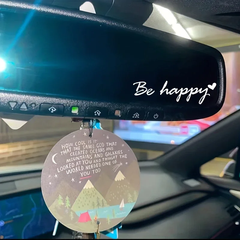 1pc Be Happy Vinyl Car Stickers Mirror Decals Self-Adhesive Home and Auto Decoration Stickers for Bedroom Living Room