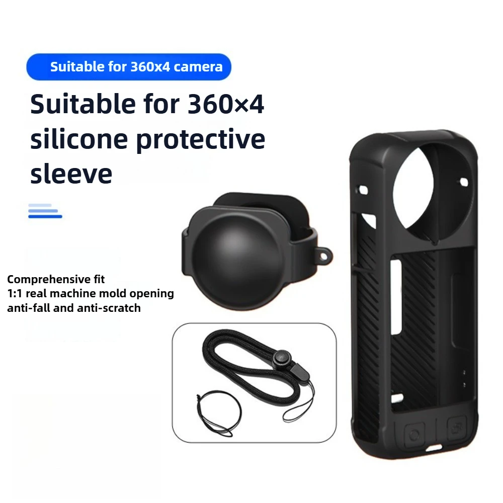 Protective Silicone Case And Anti - Scratch Lens Protector Set For Insta360 X4 Action Camera