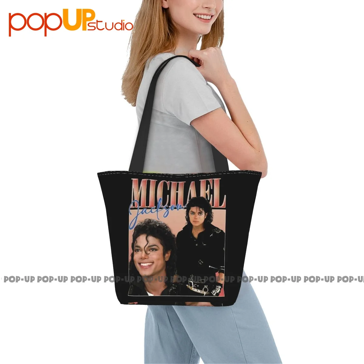 Michael Jackson Rap Tee Shirt Michael Jackson Commute Handbags Convenient Shopping Bag Tear-Resistant