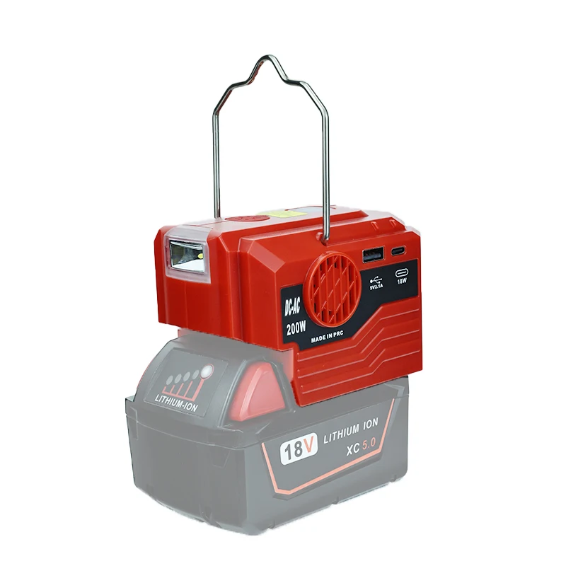 Imagem -03 - Inversor Portátil para Milwaukee 110v com Gancho de Levantamento Luz Led Fonte de Alimentação Adaptador Usb
