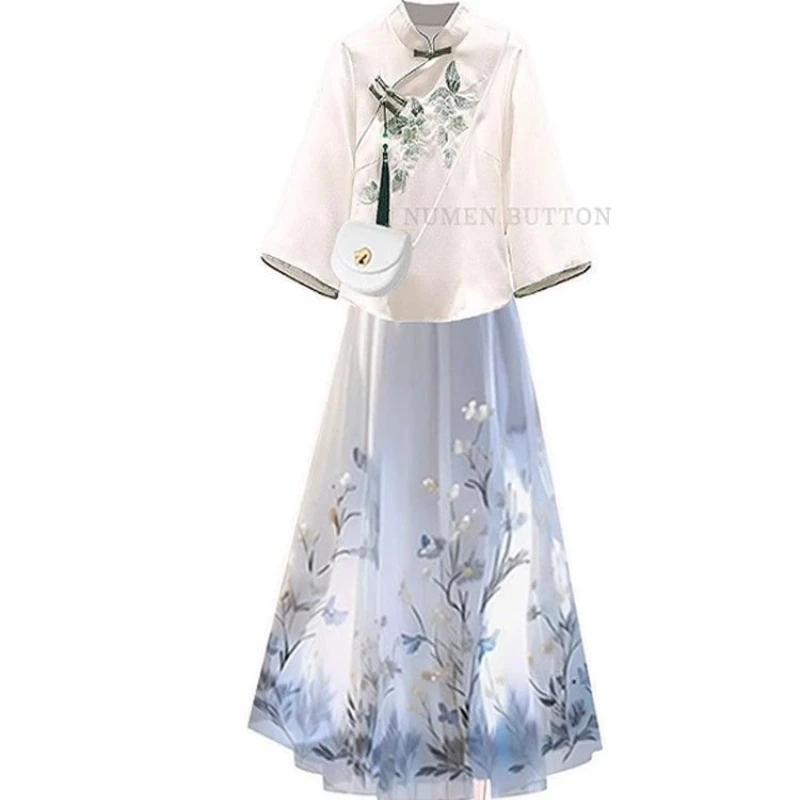 

Китайская одежда Hanfu для женщин, летняя одежда, комплекты юбок в этническом стиле для косплея, костюм