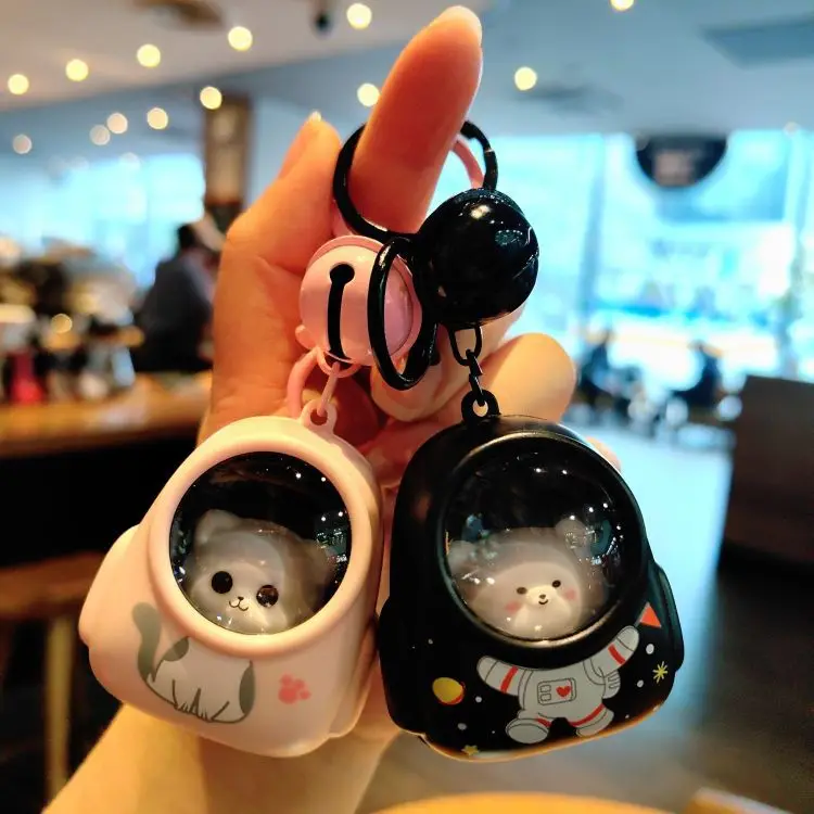 Cute cartoon bear schoolbag night light bag pendant net red atmosphere key chain car keychain wholesale