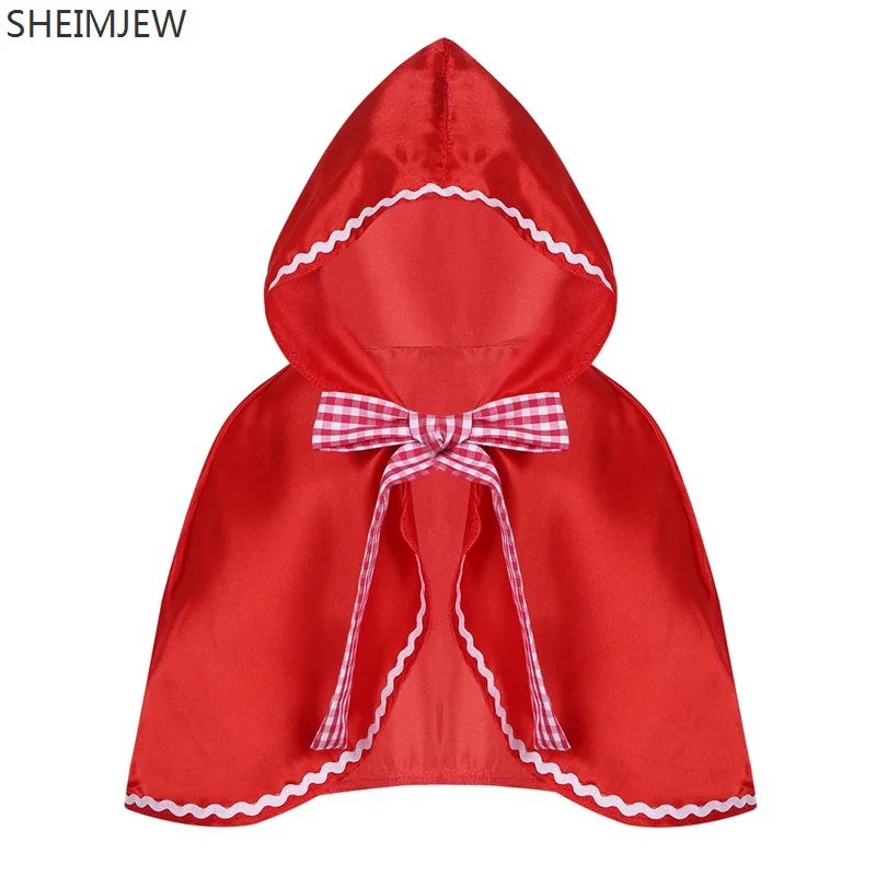 New Red Kids Girls Hooded Cloak Cape Carnival Cosplay Party Costume Dress Up Hooded Cloak Baby Little Girls Red Riding Hood