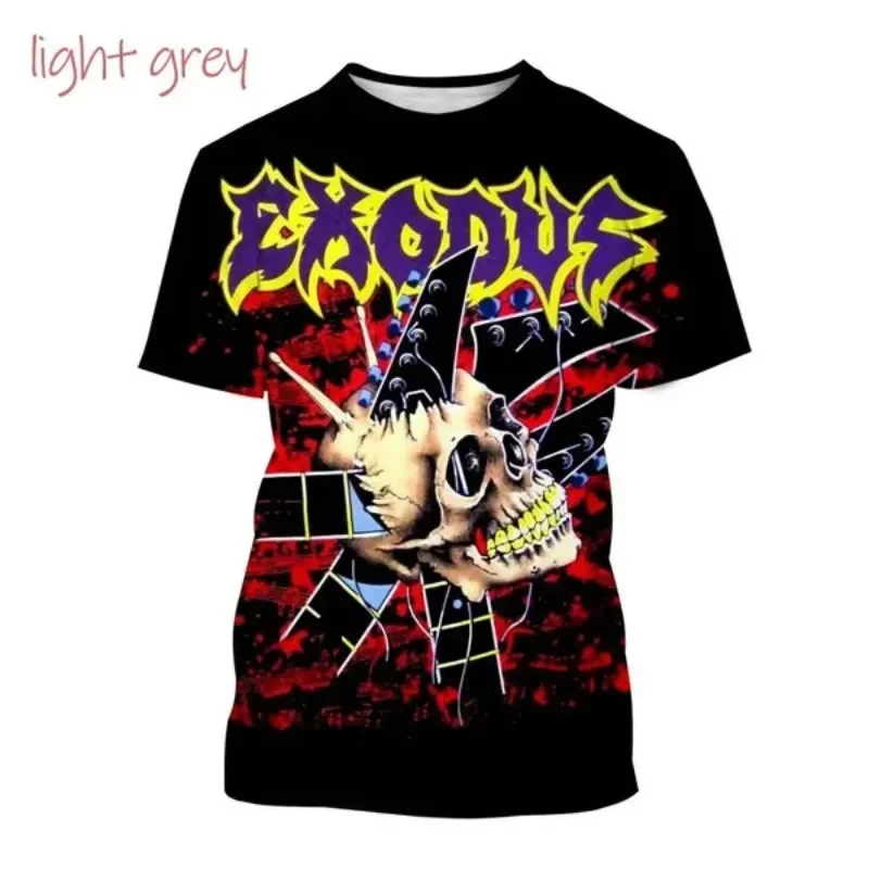 Metal Rock Exodus Band 3D Print O-Neck Tshirt Men Fashion Tees Casual Short Sleeve Oversized  Y2K Harajuku Unisex Clothing