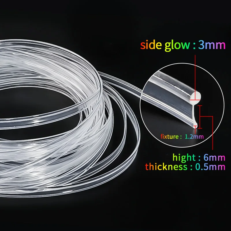 Skirt side glow 3.0mm diameter plastic PMMA fiber optic cable 5M/10M/20M for car decorative lighting Wholsale