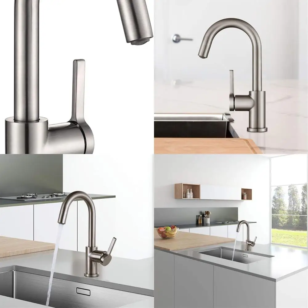 

Single Handle Brushed Nickel Kitchen Prep Faucet for Bar Sinks