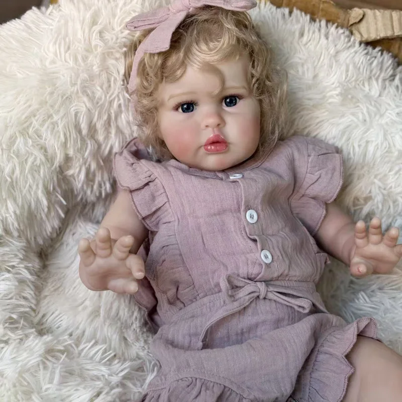 

24-дюймовая 60 см хлопковая кукла Reborn для малышей Элли, кукла принцессы для девочек с ручными укорененными волосами
