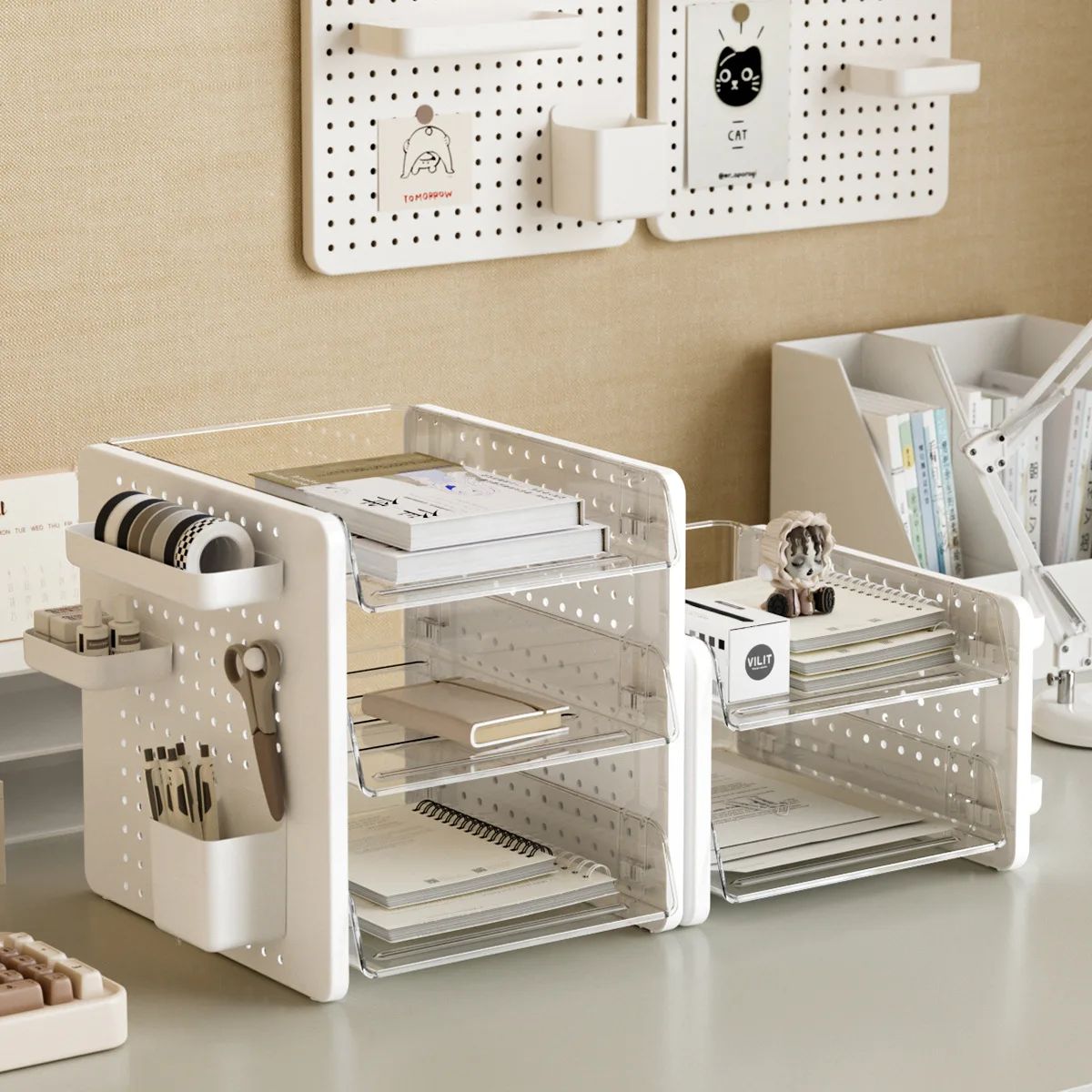 

Desktop Hole Board Storage Rack Office Formula File Sorting Rack Stationery Cosmetics A4 Paper Data Storage