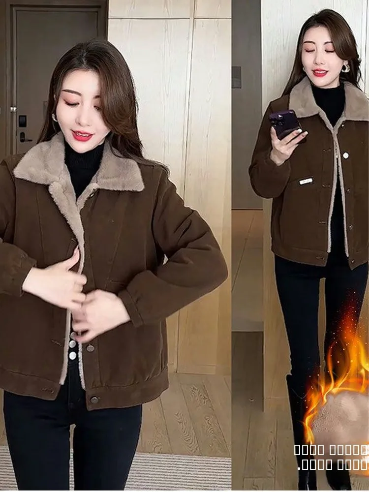 

Thiened Fce Winter Cotton Jaet Women's Casual Sle Warm Coat ort Outerwear Versatile for Mom Faionable New Arrival