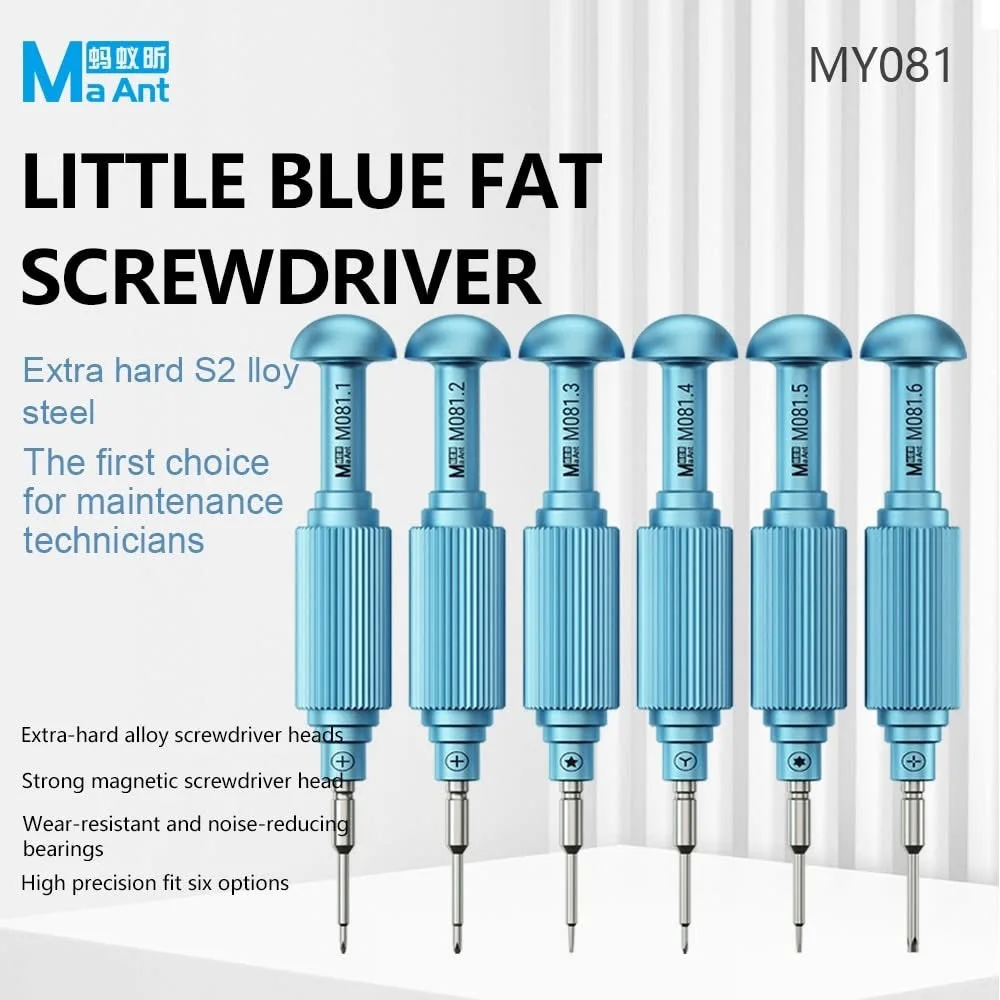 

MaAnt Low Noise Blue Alloy Screwdriver Set 6 Pieces Super Hard Precision Screwdriver Bits Mobile Phone Repair Tools