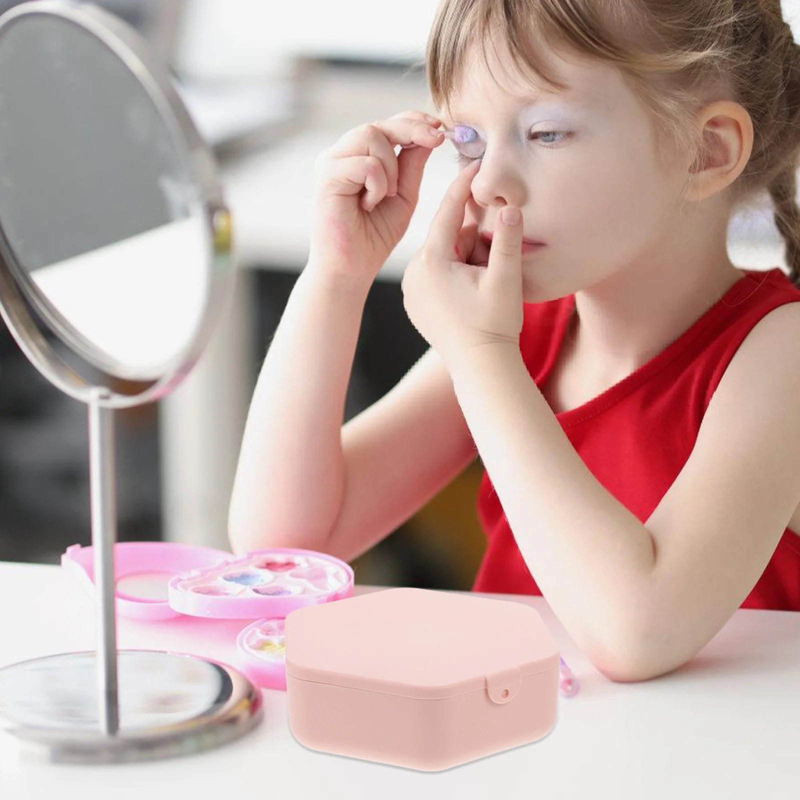 

Travel Jewelry Holder Organizer Portable Lightweight Box Mirror Ear Stud Holder Hair Tie Storage Case Jewelry Case