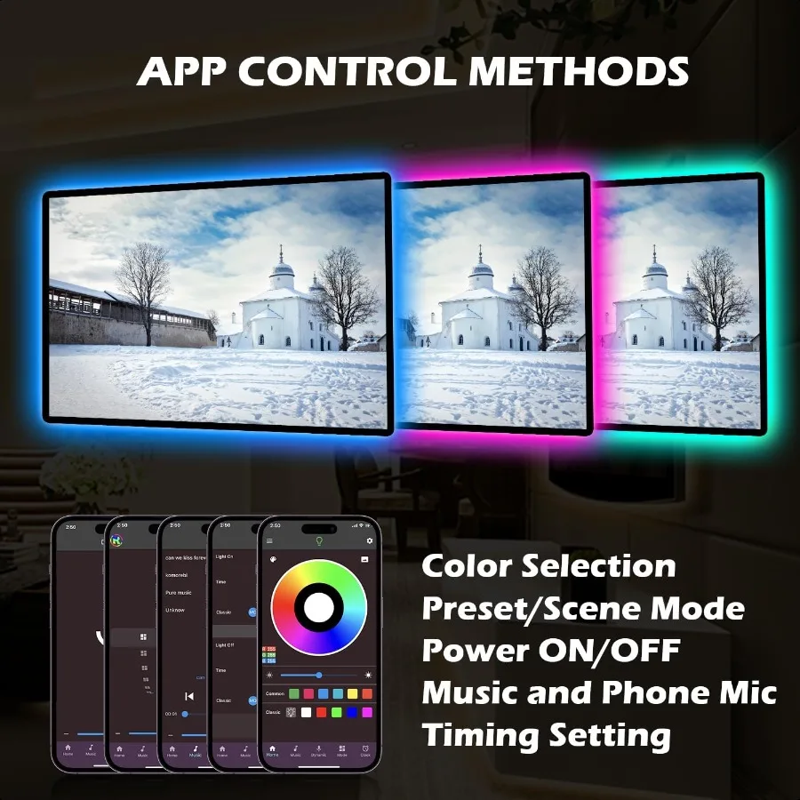 Battery Powered Led Strip Lights 2x16.4Ft 32.8Ft Two Sets of Strip Light with 4 AA Battery Box USB RGB LED Lights Remote and AP