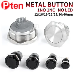 12/16/19/22/25/30/40mm Waterdichte Metalen Drukknop GEEN LED Licht Momentary Vergrendeling Auto Motor Schakelaar 1NO1NC