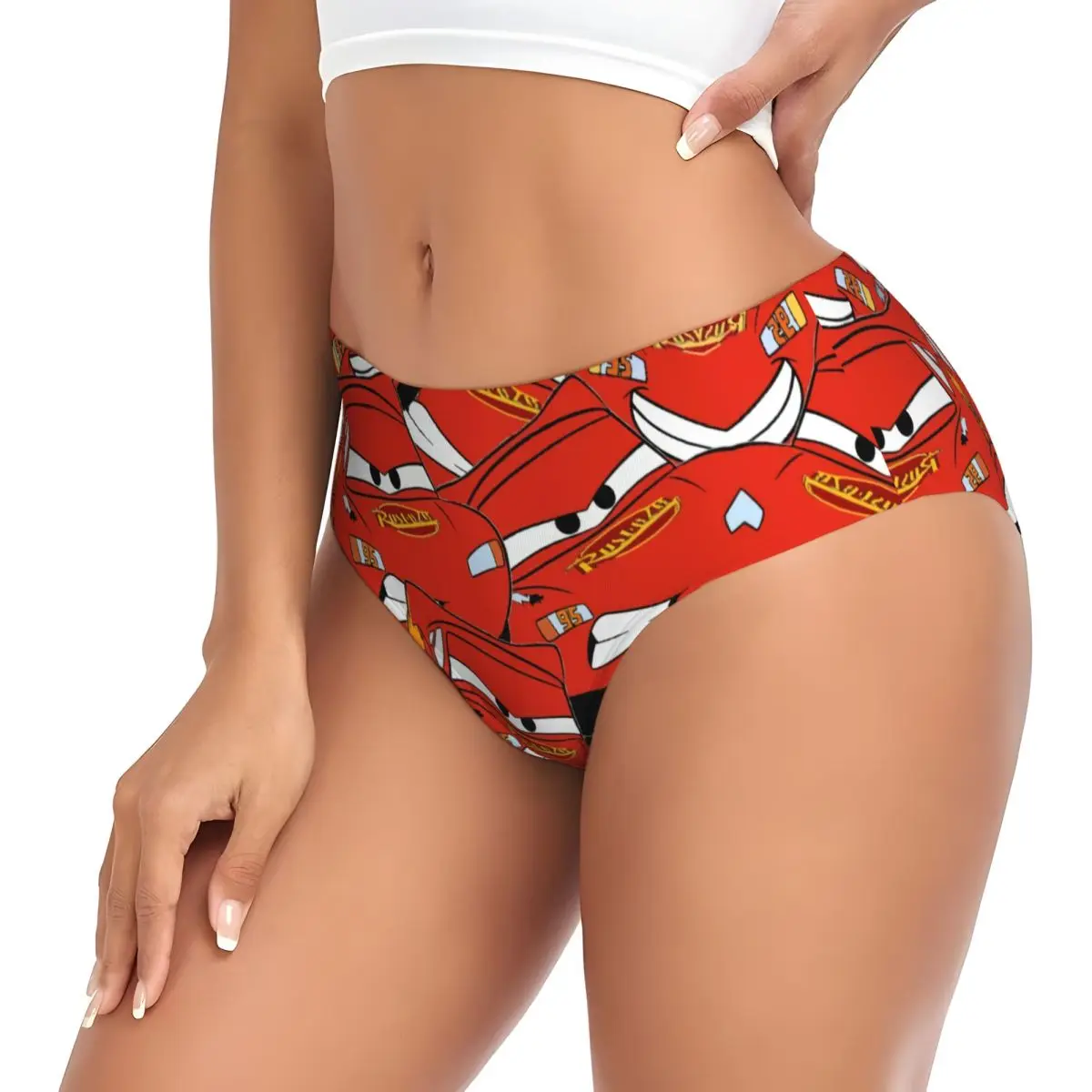 Custom Womens Lightning McQueen Collage Cartoon Panties Comfort Briefs Underwear