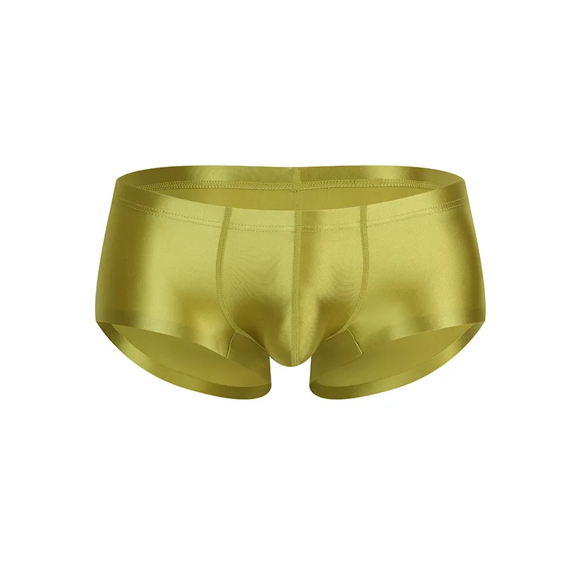 

Мужские трусы-боксеры с U-образным вырезом, имитирующие сатин, сексуальные, из глянцевой шелковистой ткани, однотонные, эротические, с низкой посадкой, для йоги