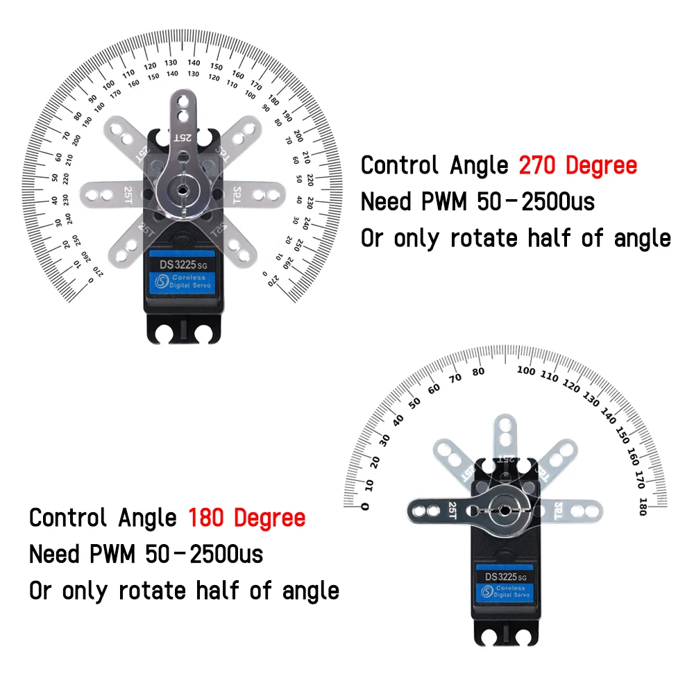 Waterproof Coreless Digital Servo Motor, engrenagem de aço inoxidável, alto torque, RC Car, Robotic DIY, 25kg, 180 °, 270 °, DS3225SG