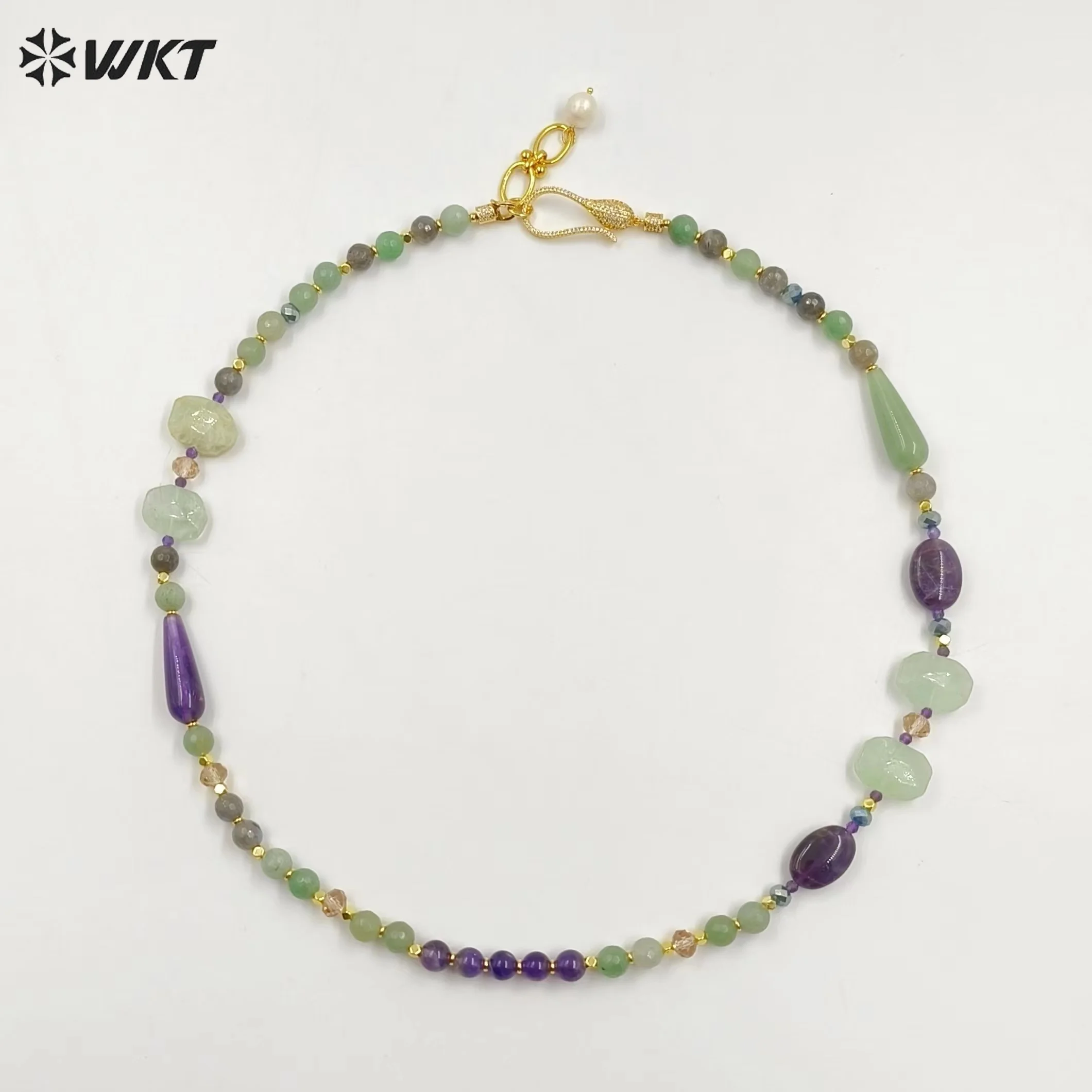 WT-N1475   2024 Retro Artistic Style Natural Jade Beaded Necklace Fashionable And Simple Design For Women Daily Joker Jewelry