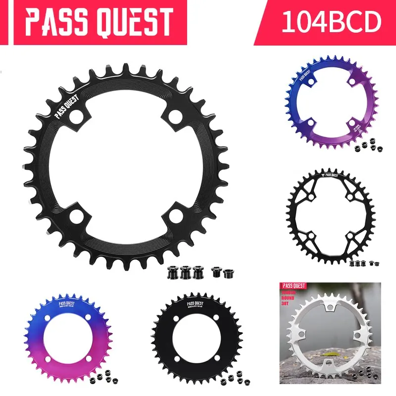 PASS QUEST 104BCD mountain bike single disc positive and negative tooth disc tooth plate 7075 aluminum, disc/oval disc