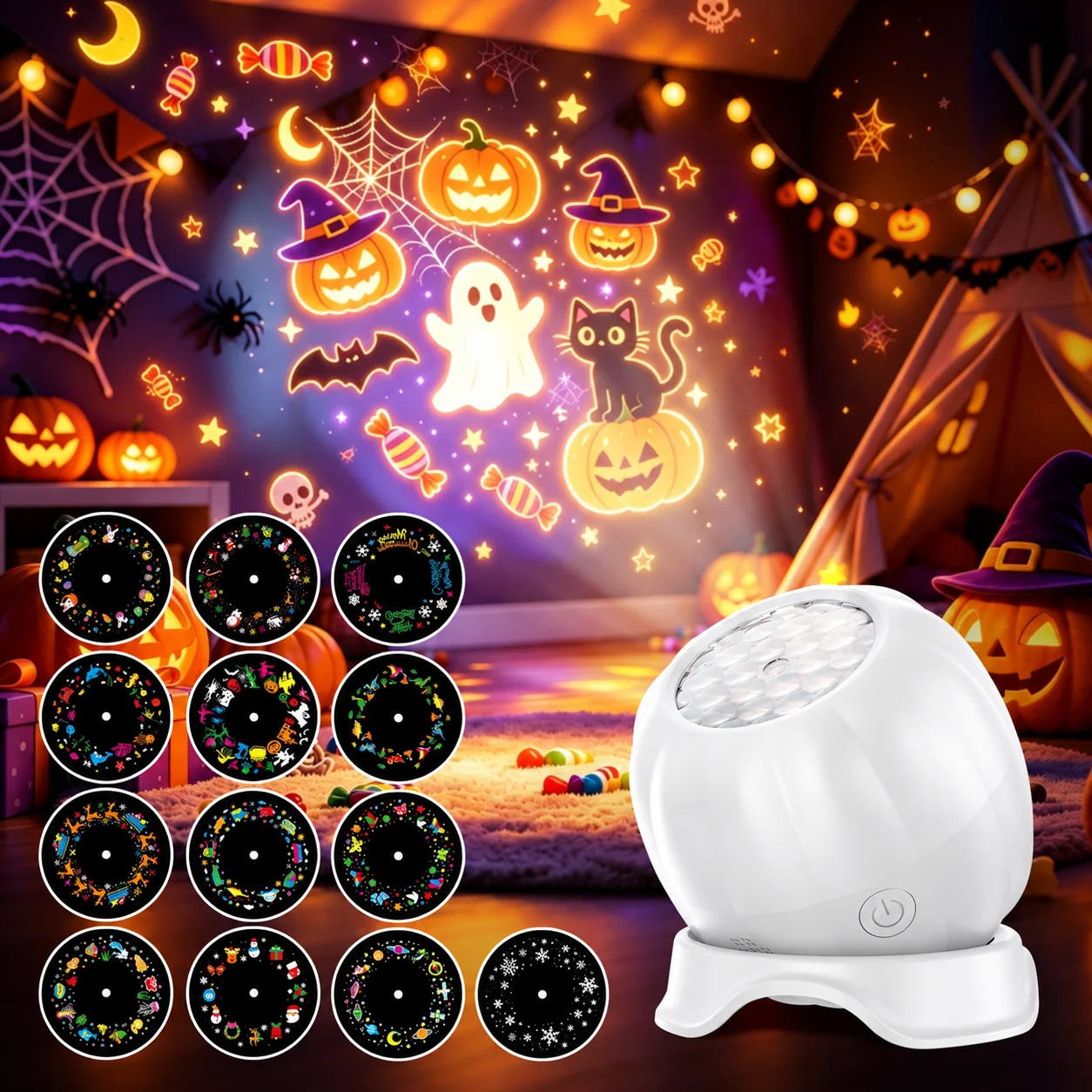 SMGXHE 13 Themed Scenarios LED Projector Light,Rotating Dynamic Night Light,Holiday Themes Decorative Lighting for bedroom