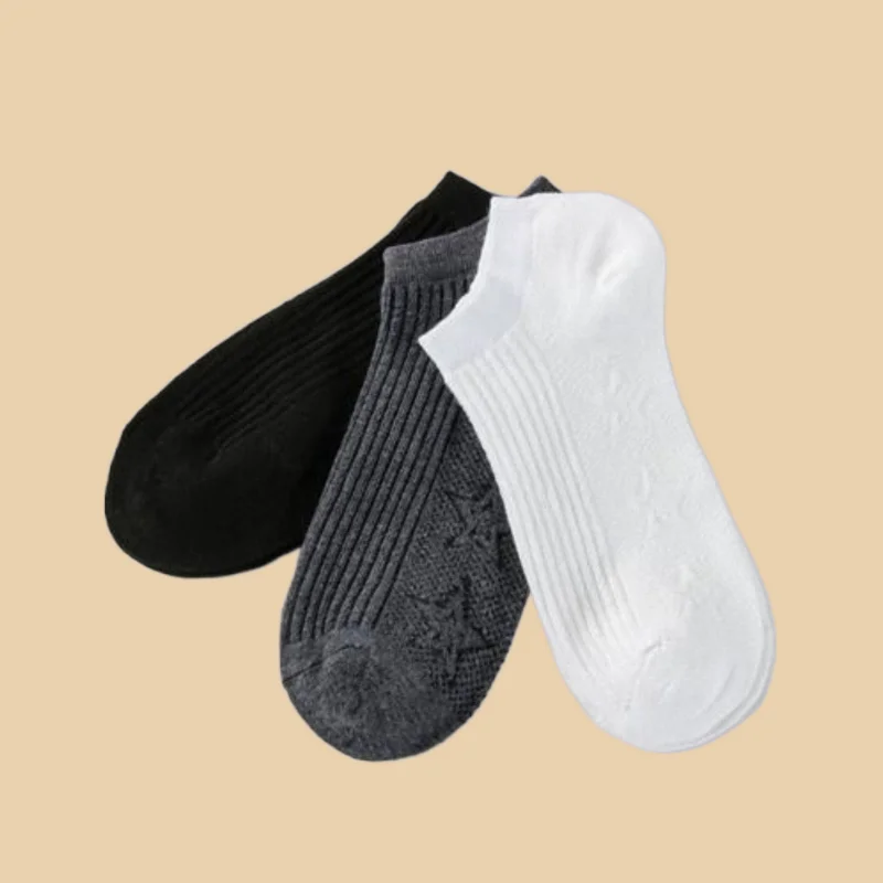 

5/10 Pairs Men's Four Seasons Boat Socks Sweat-Absorbent Shallow Mouth Ankle Socks Striped Simple Comfortable Casual Socks