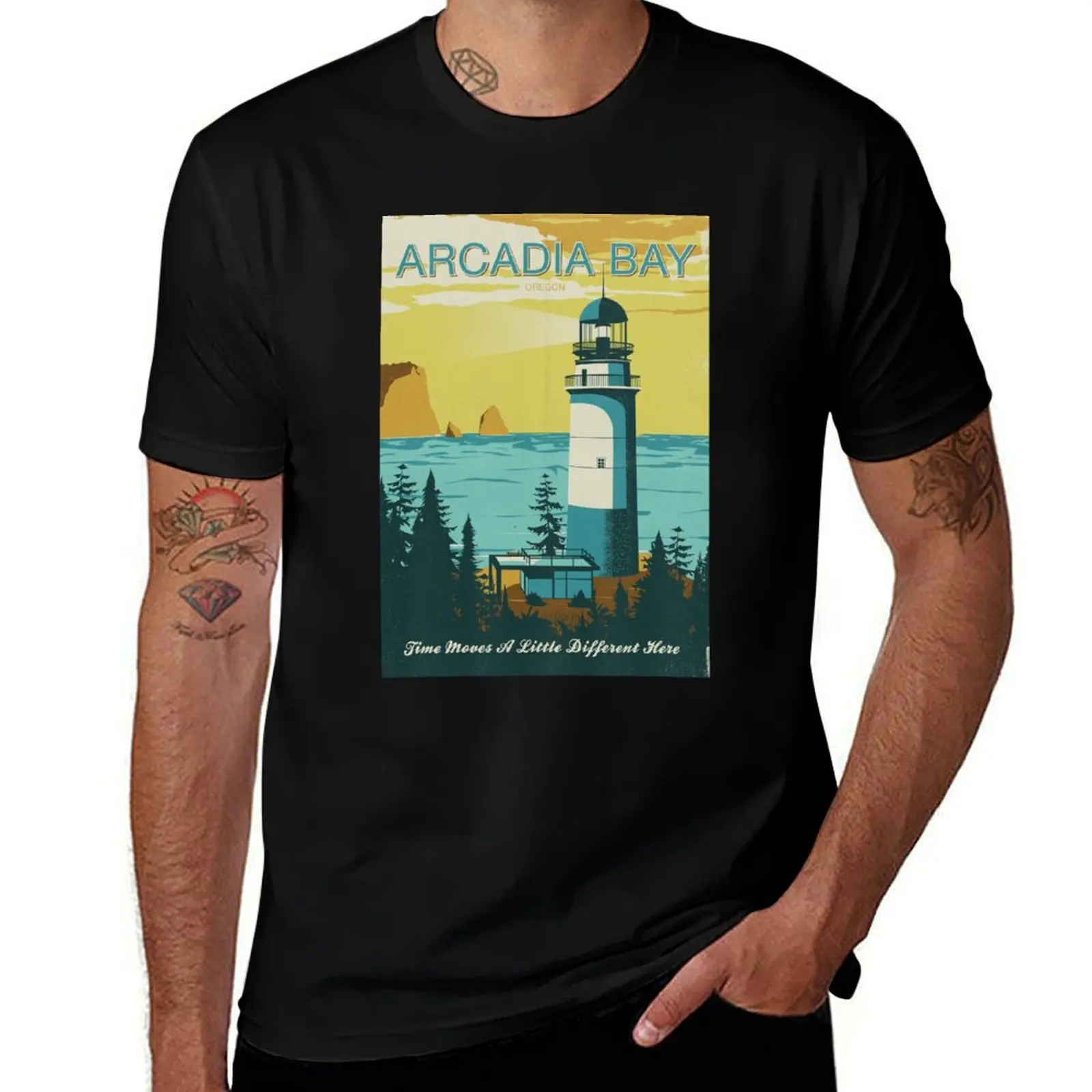 Arcadia Bay - Vintage Tourism Poster T-Shirt blanks Blouse man clothes korean fashion mens workout shirts