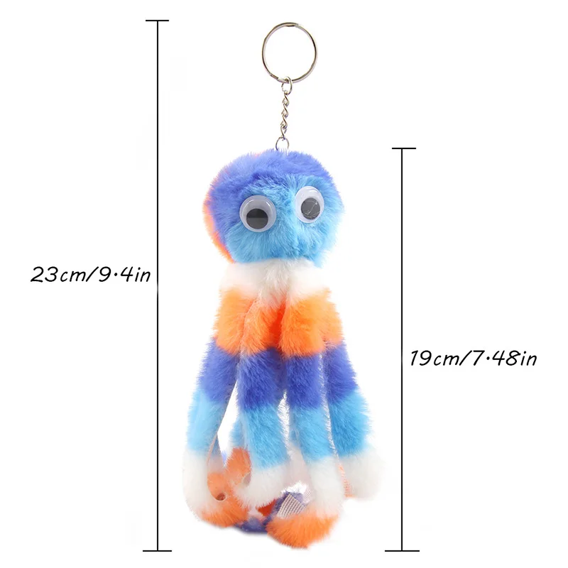 Trendy Colorful Striped Octopus Car Pendant New Keyring Beautiful Cute Hamster Fox Plush Ball Charm Keychain Jewelry for Women