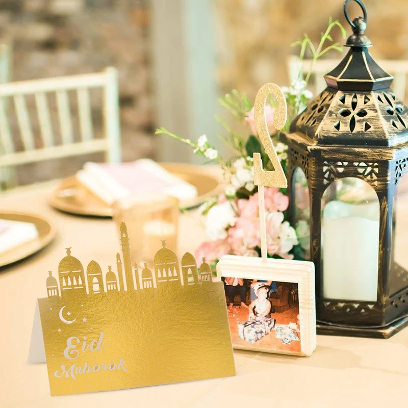 1PC Eid Mubarak Gold Castle Acrylic Cake Toppers Ramadan Kareem Cupcake Topper Islamic Muslim Party Cakes Decoration Supplies﻿﻿ view 3