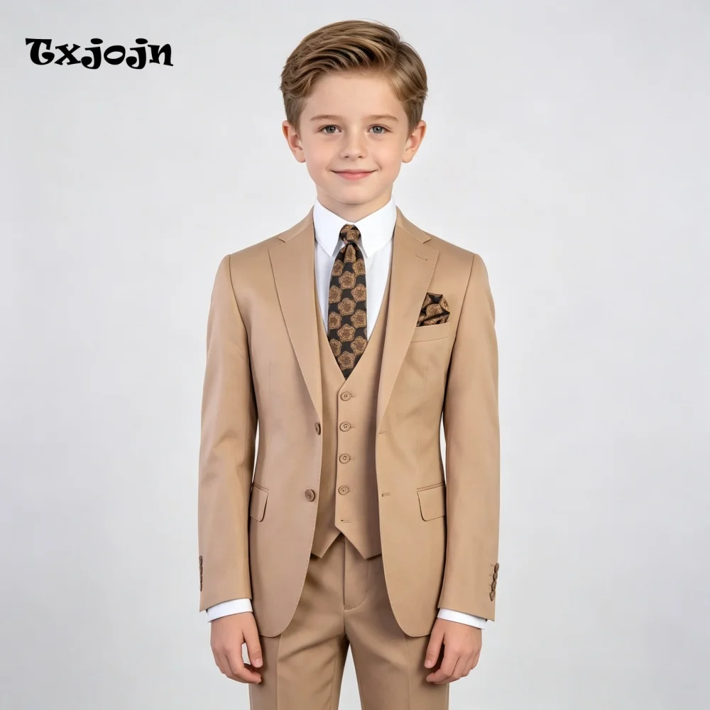 Homecoming Solid Boys Suit Jacket Pants Vest 3 Piece Set Formal Blazer for Kids Wedding Tuxedo Suits 2-16 Years Custom Clothes