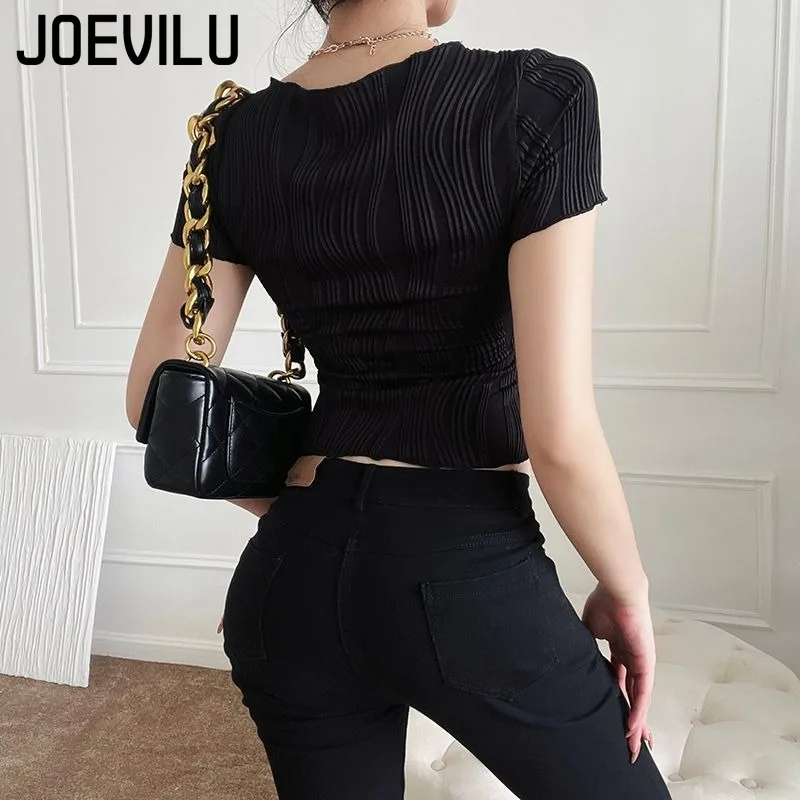 T-shirt col rond pour femmes, Sexy, Slim Fit, couleur unie, pull décontracté, haut à manches courtes, mode filles, Short d'été