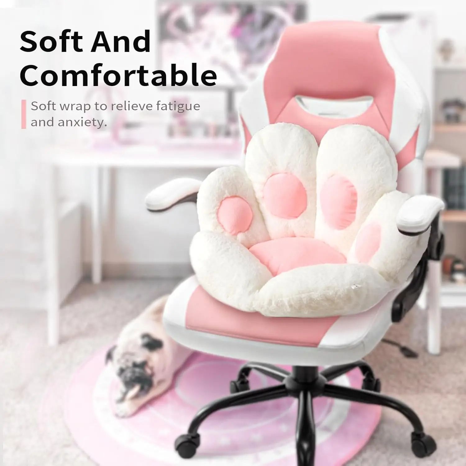 

Kawaii Cat Paw Seat Cushion Comfy Plush Chair Cushion Cute Stuff Seat Pad Soft Floor Sofa for Office Living Room Bedroom Decor
