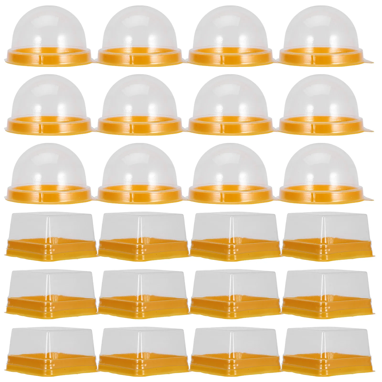 100 unidades de mini envases para pastelitos y postres, con tapa transparente e impermeable, para hornear cupcakes y bocadillos de yema de huevo