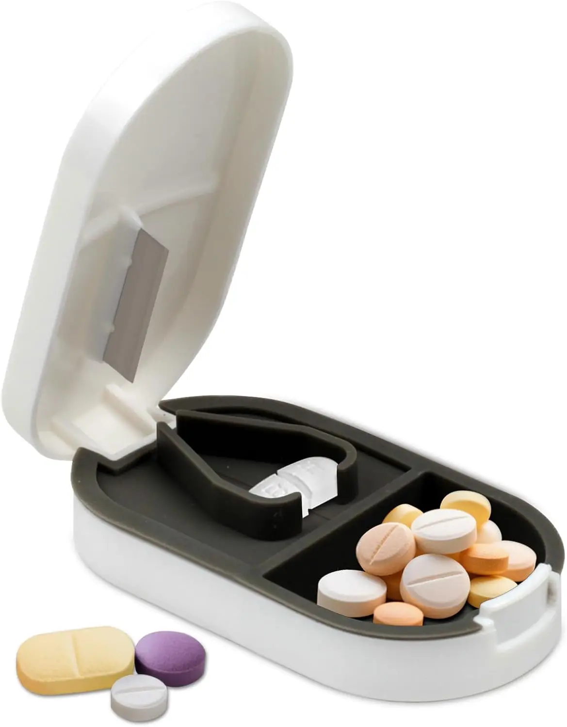 

Pill Cutter & Splitter with Silicone Slot – Portable, Easy-Clean, Accurate Pill Division