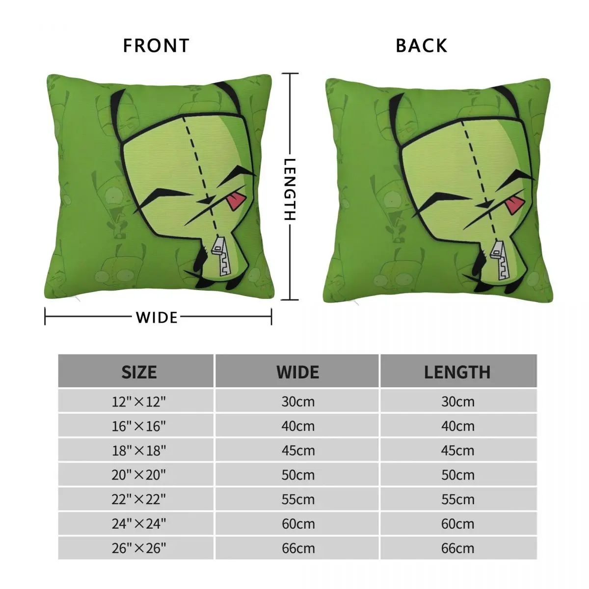 Invaders Zims Cartoon Pillow Cover Square Pillow Case Cushion Cover Vintage Graphic Pillowcases For Sofa Home Decorative
