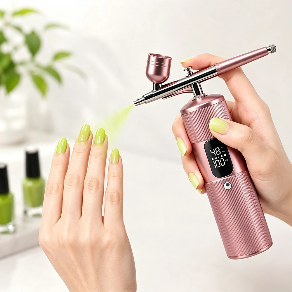Tragbares Airbrush-Set mit Verlängerungsrohr, 28/38/48 PSI Luftdruck-Sprühgerät für Nagelkunst, Handwerk, Autolackierung, 4 Stunden Betriebszeit – Detail 11