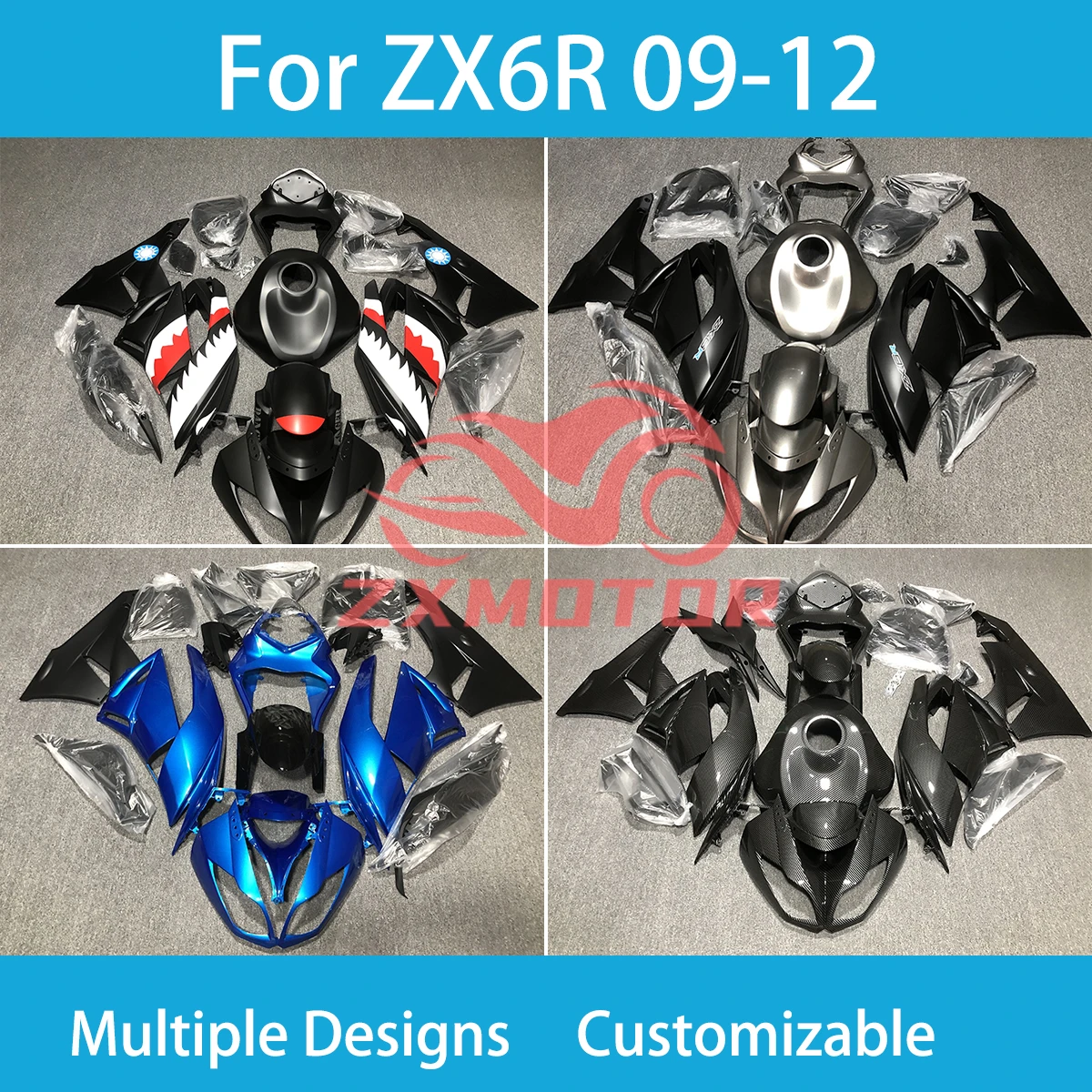 

ZX6R 09 10 11 12 Fairings for Kawasaki ZX 6R 636 2009 2010 2011 2012 Good Quality Bodywork Kit Motorcycle Fairing