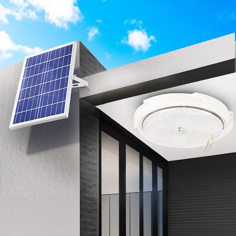 Square Solar Ceiling LED lights indoor kitchen household solar light Garden Solar Power Lamp With Line Panel Fixtures Lighting
