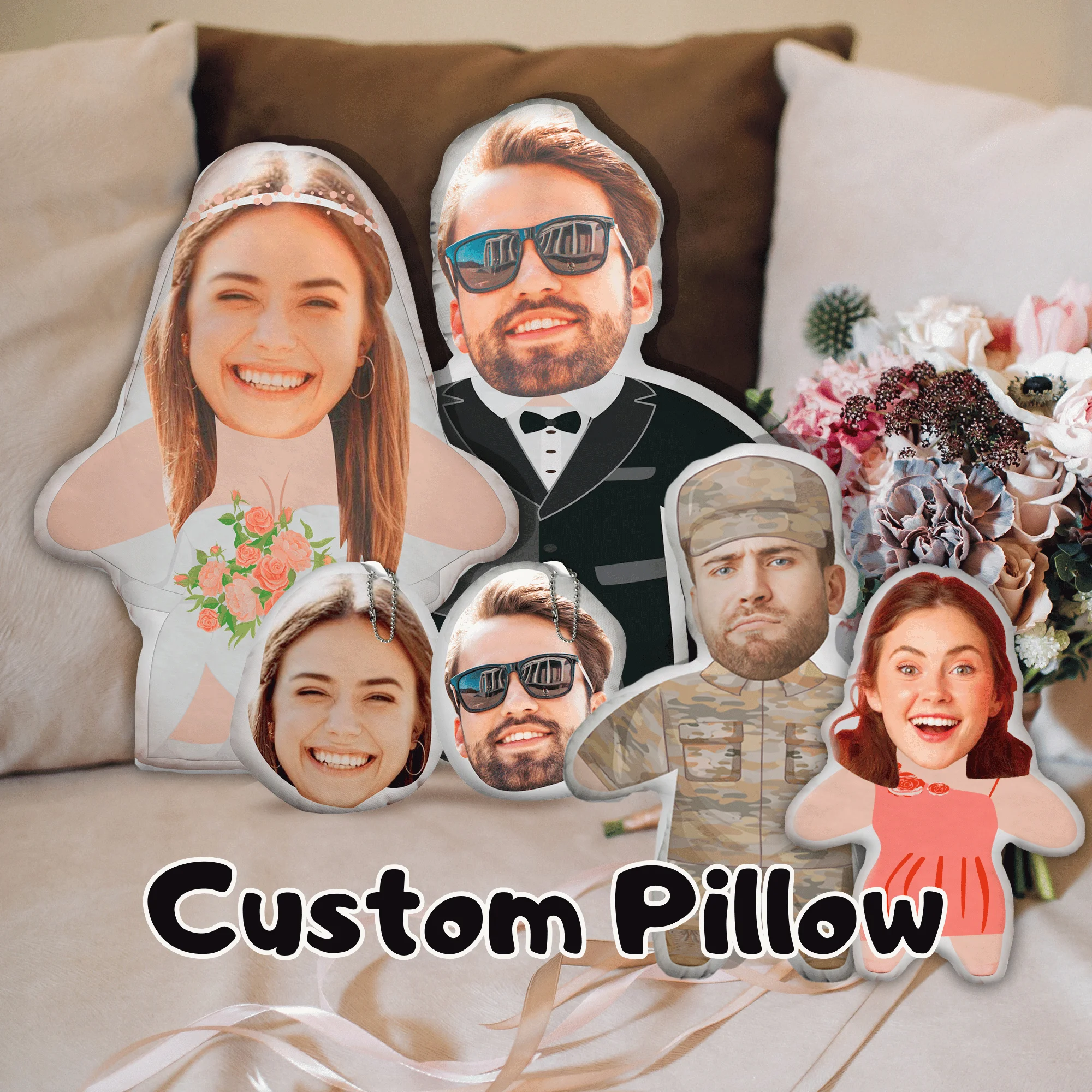 Custom Photo Cushion Humanoid Personalized Filling photo Cushion DIY Pillow for Putting Picture of Parent and Couple Christmas