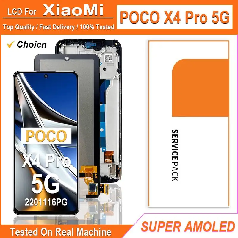 6.67\'\' Super AMOLED LCD Replaceable unit For Xiaomi Poco X4 Pro 5G LCD 2201116PG Display Touch Screen Digitizer Assembly