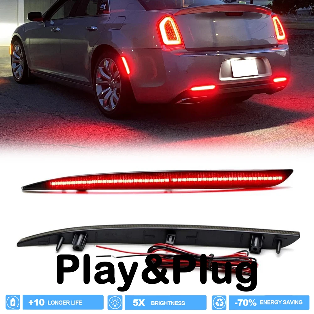 

2pcs Tail LED Bumper Brake Warning Light Fog Reflector for Chrysler 300 C Platinum 2015-2017 Auto Accessories RED